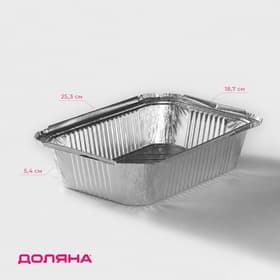 Форма для выпечки и запекания Доляна, фольга, 2 л, 25.3×18.7×5.4 см, серебристая