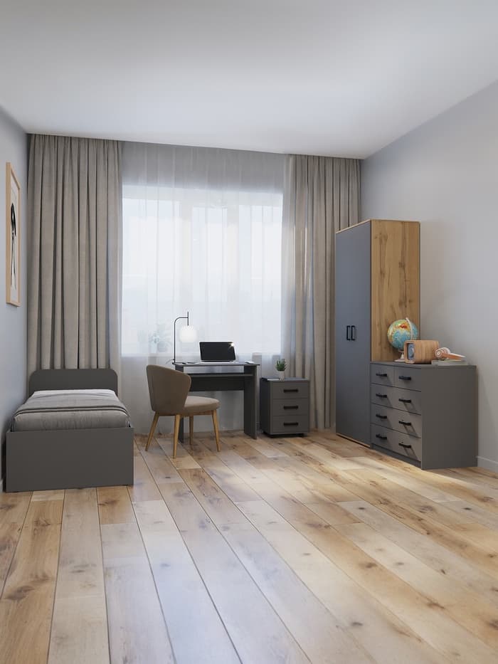 Комод для хранения «Клик Мебель», 5 выдвижных ящиков, 900×480×800 мм, цвет тёмно - серый