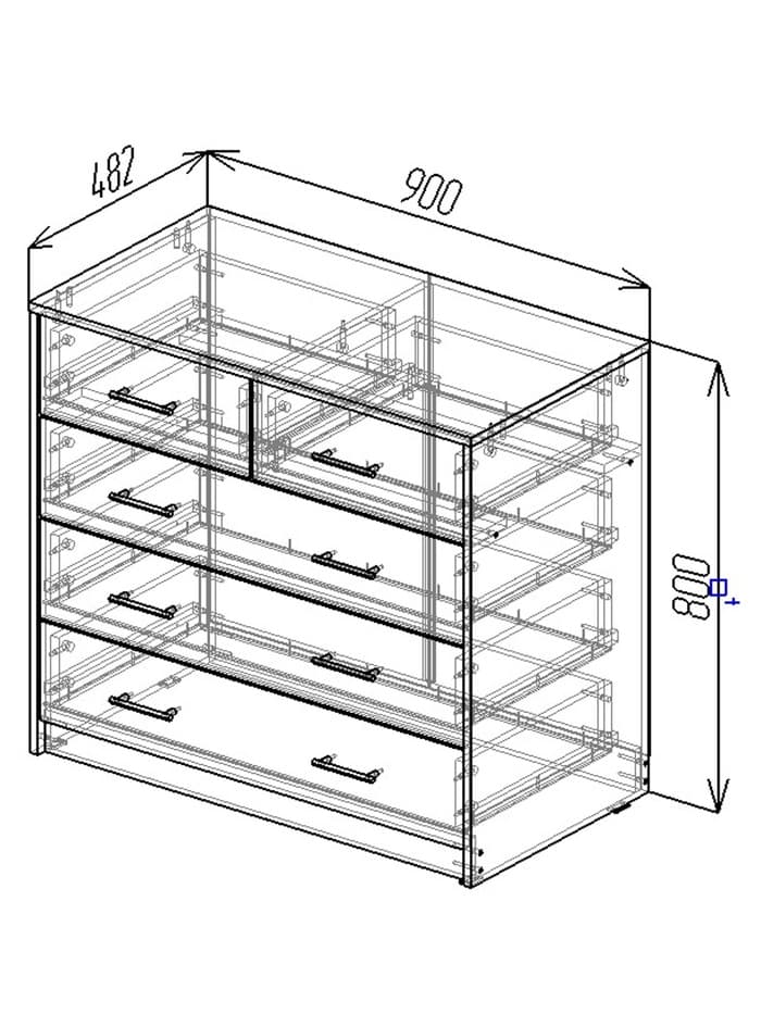 Комод для хранения «Клик Мебель», 5 выдвижных ящиков, 900×480×800 мм, цвет тёмно - серый