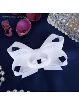 Бант для волос на резинке «Школьница», штрихи, 8 см, бело-синий