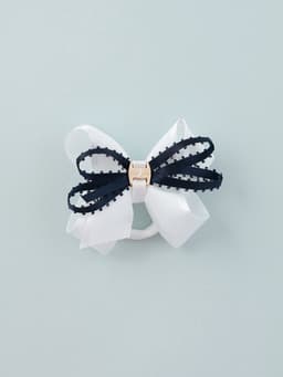 Бант для волос на резинке «Школьница», штрихи, 8 см, бело-синий