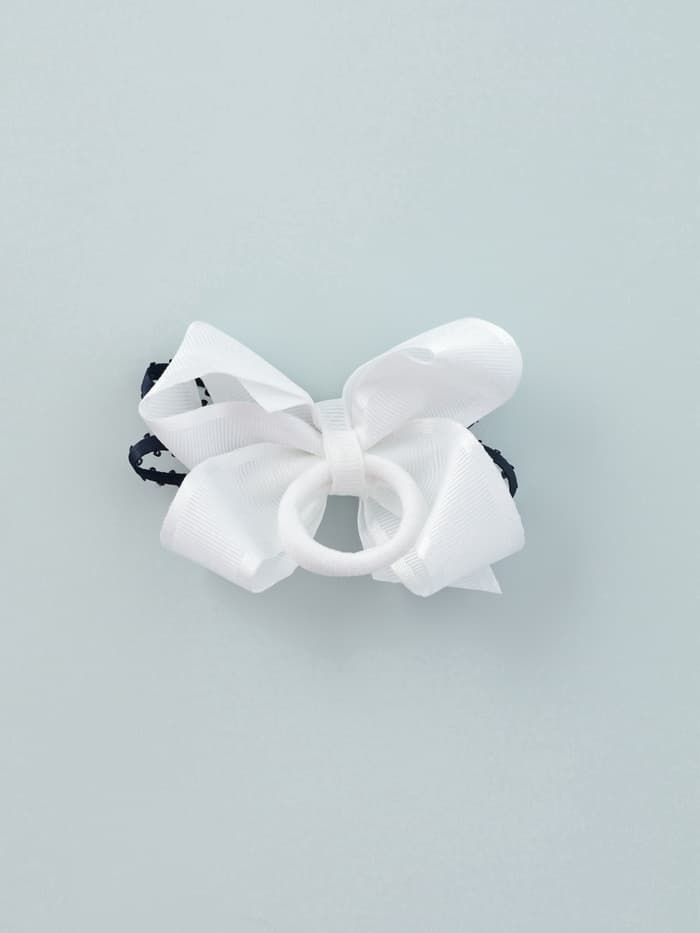 Бант для волос на резинке «Школьница», штрихи, 8 см, бело-синий