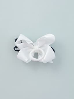 Бант для волос на резинке «Школьница», штрихи, 8 см, бело-синий