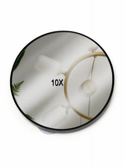 Зеркало макияжное, увеличение ×10, на присосках, d=9 см, чёрное