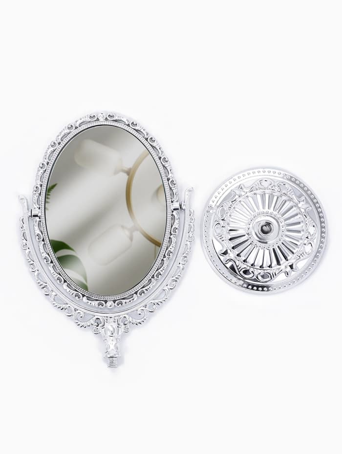 Зеркало декоративное, с увеличением х2, двустороннее, 13×20 см, (9×12 см), цвет серебряный