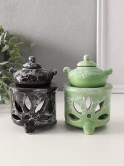 Аромалампа для эфирных масел «Чайник на колонне», под мрамор, 12×8.5×8.5 см, МИКС