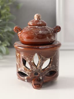 Аромалампа для эфирных масел «Чайник на колонне», под мрамор, 12×8.5×8.5 см, МИКС