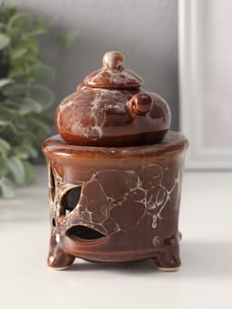 Аромалампа для эфирных масел «Чайник на колонне», под мрамор, 12×8.5×8.5 см, МИКС