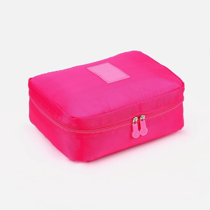 Косметичка - органайзер дорожная на молнии, с карманами, малиновая