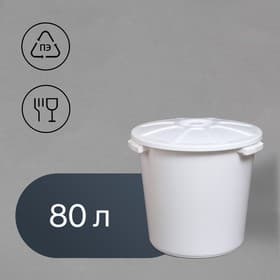 Бак пищевой, 80 л, пластиковый, с крышкой, МИКС
