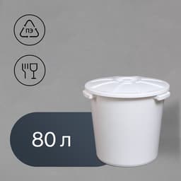 Бак пищевой, 80 л, пластиковый, с крышкой, МИКС