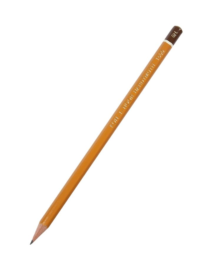 Карандаш чернографитный Koh-I-Noor 1500, 8H, шестигранный, деревянный, жёлтый корпус