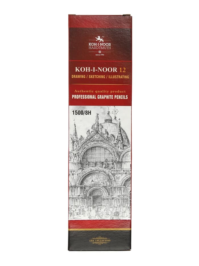 Карандаш чернографитный Koh-I-Noor 1500, 8H, шестигранный, деревянный, жёлтый корпус