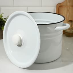 Кастрюля эмалированная, 9 л, d=21 см, с крышкой, без деколи, белая