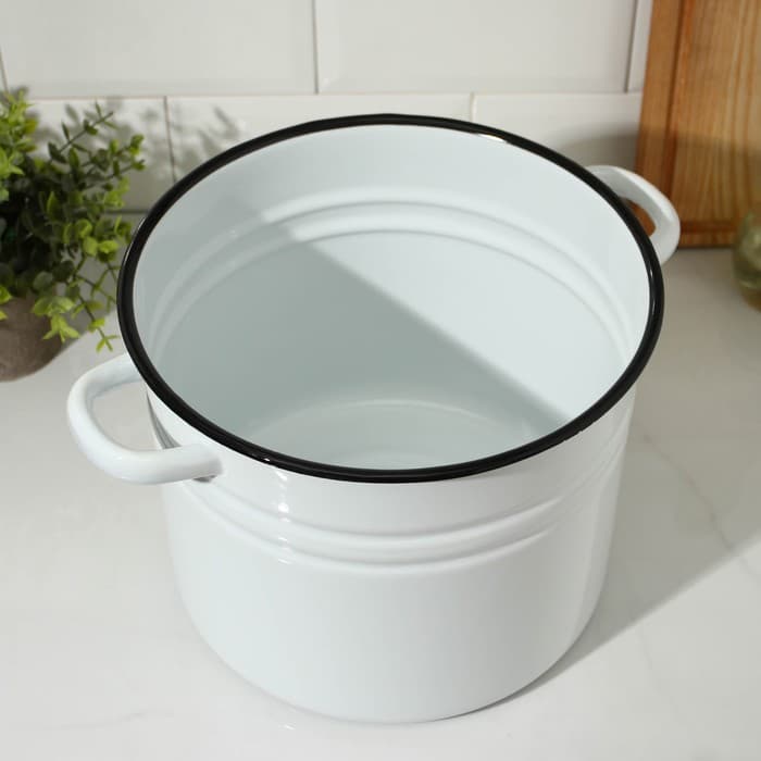 Кастрюля эмалированная, 9 л, d=21 см, с крышкой, без деколи, белая