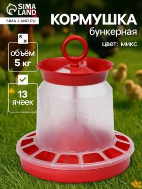 Кормушка бункерная для домашней птицы на 5 кг, цвет МИКС