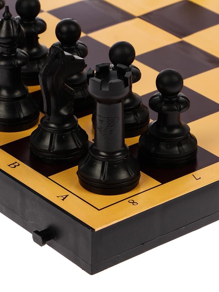 Настольные игры 2 в 1 «Семейная»: шахматы, шашки, доска пластик 30×30 см