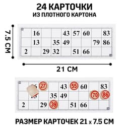 Русское лото «Семейное», 24 карточки, 50 фишек, 90 бочонков