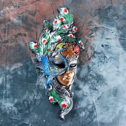 Венецианская маска «Павлин», панно, настенный декор, цветной, 35 см