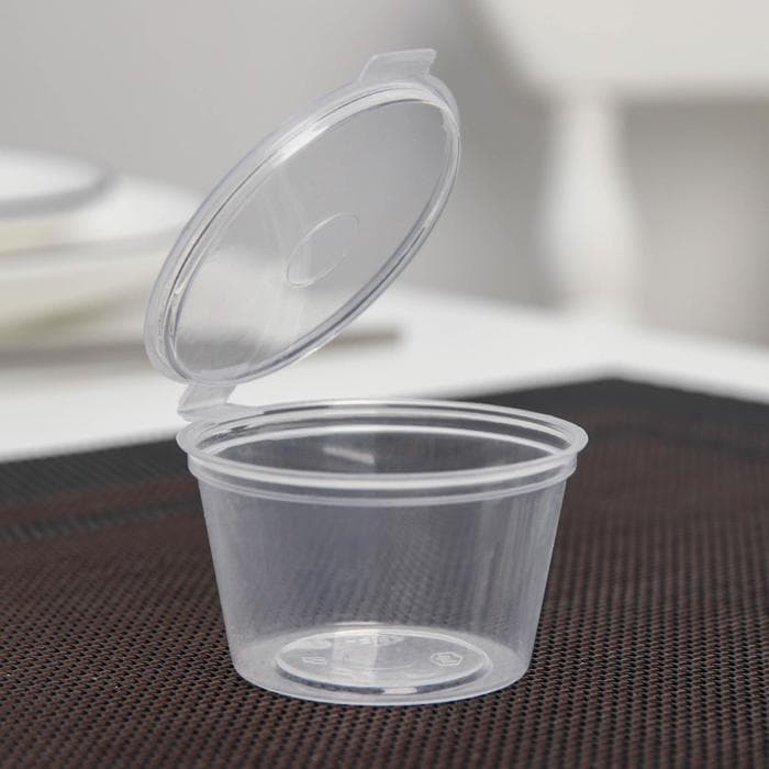 Соусник одноразовый, 30 мл, пластик, с неразъёмной крышкой, прозрачный