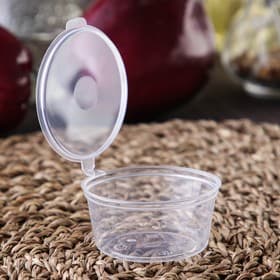 Соусник одноразовый, 50 мл, пластик, с неразъёмной крышкой, прозрачный