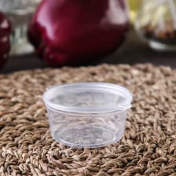 Соусник одноразовый, 50 мл, пластик, с неразъёмной крышкой, прозрачный