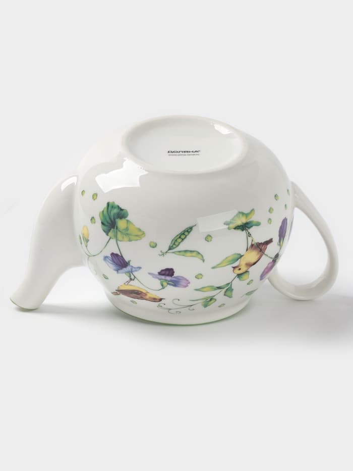 Заварочный чайник Доляна «Зелёный сад», 900 мл, фарфор, белый