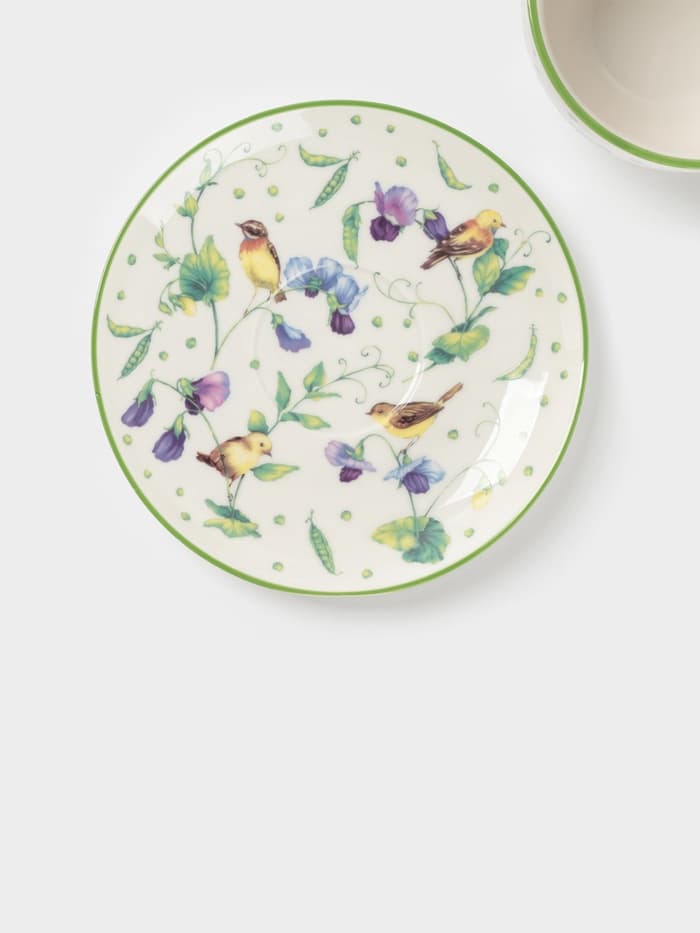 Сервиз чайный Доляна «Зелёный сад», 12 предметов: 6 чашек 220 мл, 6 блюдец d=13 см, фарфор