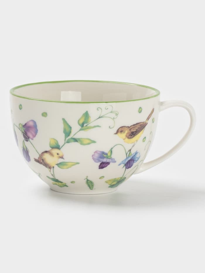 Сервиз чайный Доляна «Зелёный сад», 12 предметов: 6 чашек 220 мл, 6 блюдец d=13 см, фарфор