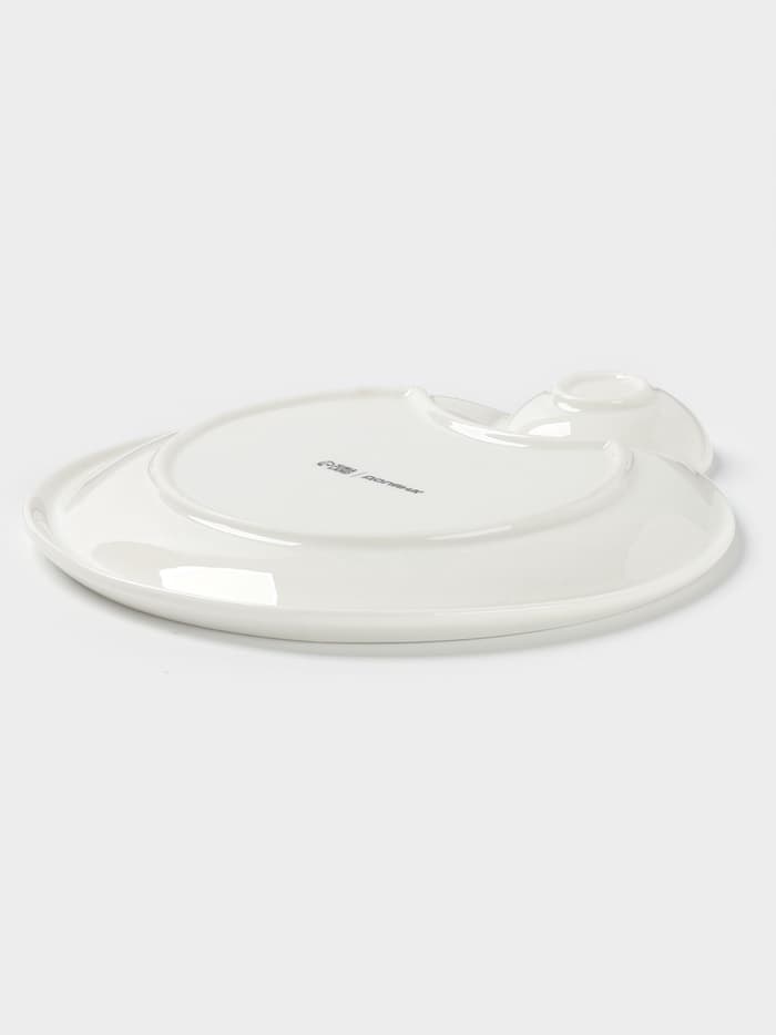 Блюдо Доляна «Зелёный сад», 22.5×20×2 см, с соусником, круглое, фарфор, белое