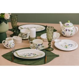 Блюдо Доляна «Зелёный сад», 22.5×20×2 см, с соусником, круглое, фарфор, белое
