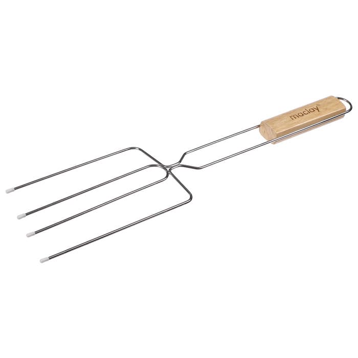 Вилка - гриль для сосисок maclay, для мангала, 12×20 см, хромированная сталь
