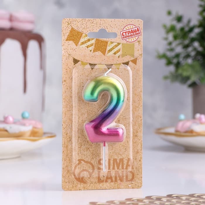 Свеча в торт «Цифра 2», 5.5 см