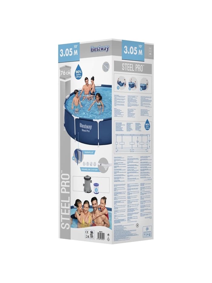 Бассейн каркасный Steel Pro, 305×76 см, фильтр-насос, круглый. 56679 Bestway