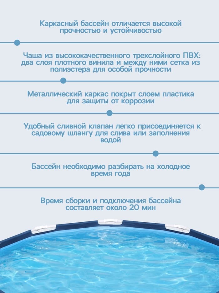 Бассейн каркасный Steel Pro, 305×76 см, фильтр-насос, круглый. 56679 Bestway