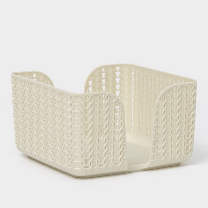 Салфетница IDEA «Вязание», пластик, 14×14×8.5 см, серая