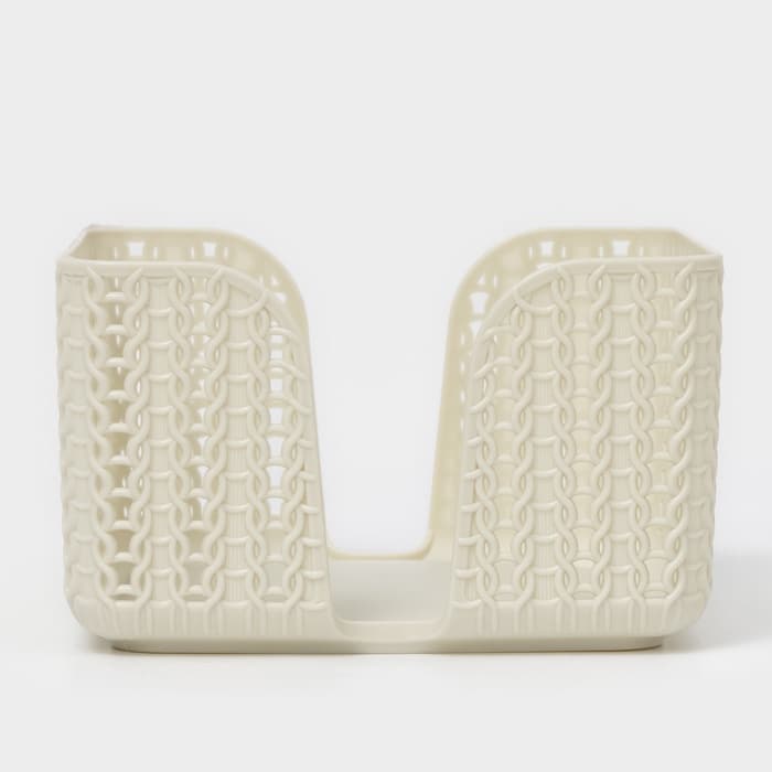 Салфетница IDEA «Вязание», пластик, 14×14×8.5 см, серая