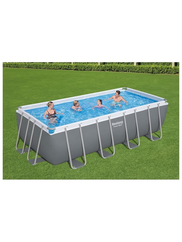 Бассейн каркасный Bestway Power Steel 56670, 488×244×122 см, фильтр-насос, лестница, тент, прямоугольный