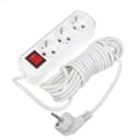Удлинитель сетевой Smartbuy, 3 розетки, 5 м, 3500 Вт, ПВС 3×1 мм2, 2 USB-A USB-C, 2.1 А, с заземлением, с выключателем, белый
