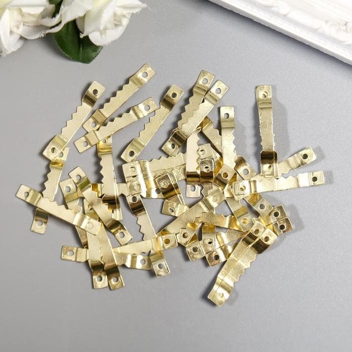 Зубчатая подвеска для картин, фоторамок металл, набор 40 шт., золото, 4×0.5 см