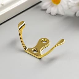 Крючок металл двойной, набор 4 шт., золото, 4.5×3 см