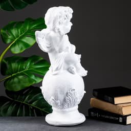 Фигурка гипс «Ангел со скрипкой улыбчивый», белый, 26×21×46 см