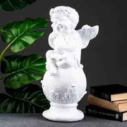 Фигурка гипс «Ангел со скрипкой улыбчивый», белый, 26×21×46 см