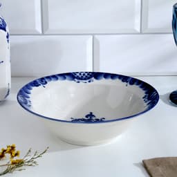 Тарелка глубокая «Трапеза», большая, d=20 см, гжель, фарфор