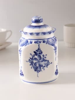 Банка для хранения сыпучих продуктов «Каскад», 16.5 см, 0.95 л, автор Шибаев С., фарфор гжель