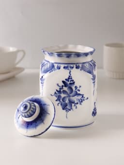 Банка для хранения сыпучих продуктов «Каскад», 16.5 см, 0.95 л, автор Шибаев С., фарфор гжель