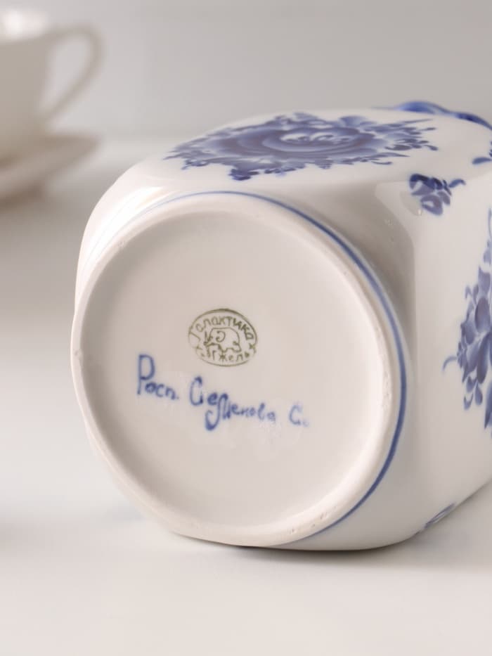 Банка для хранения сыпучих продуктов «Каскад», 16.5 см, 0.95 л, автор Шибаев С., фарфор гжель