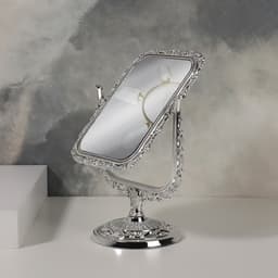 Зеркало настольное, с увеличением х2, двустороннее, 16×23 см, (10.5×14.5 см), серебристое