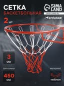 Сетка баскетбольная ONLYTOP, 50 см, нить 3 мм, 2 шт.