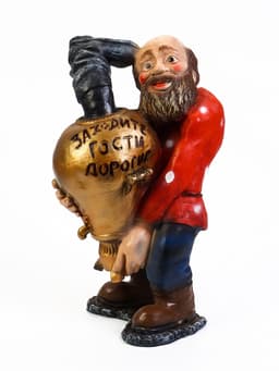 Садовая фигура из полистоуна «Дед с самоваром», 56×34×32 см
